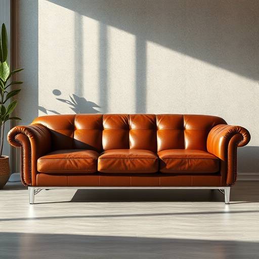 Elegante sof√° de couro marrom em um ambiente moderno.