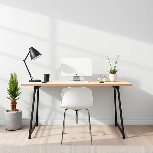 Escrivaninha moderna com design minimalista, feita de madeira clara e metal preto, perfeita para espa√§os de trabalho contempor√¢neos.