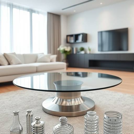Mesa de centro de vidro com base em a√§o inoxid√°vel, perfeita para adicionar um toque de sofistica√§√£o e modernidade √† sua sala de estar.